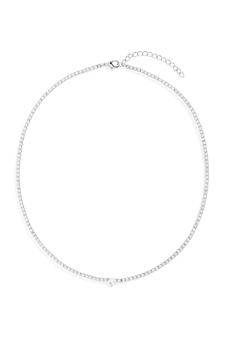 Cubic Zirconia Tennis Necklace, Main, color, CLEAR- SILVER
