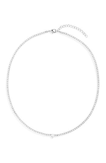 Nordstrom Rack Cubic Zirconia Tennis Necklace In Silver