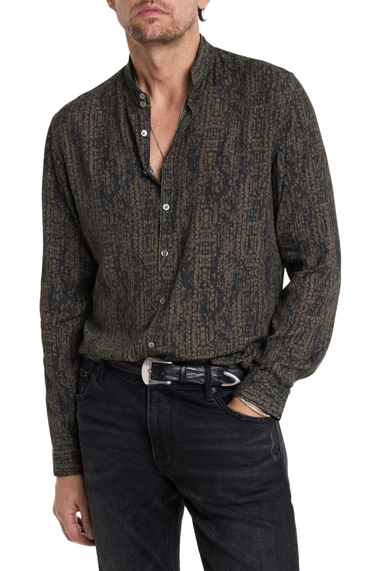 Double Band Collar Button-Up Shirt, Alternate, color, LIGHT BROWN