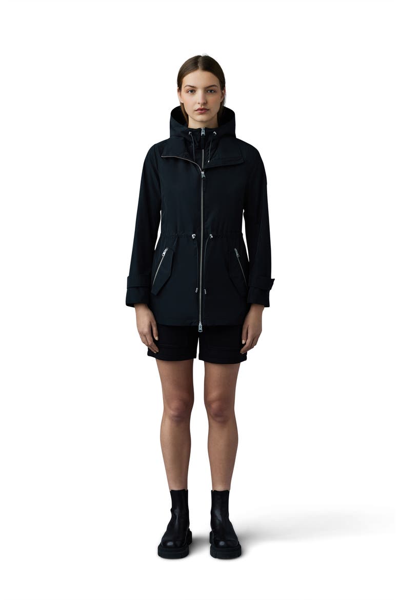 Melany Hooded Rain Jacket, Alternate, color, BLACK