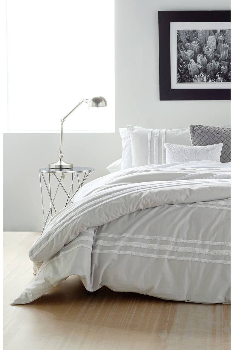 Chenille Stripe Comforter & Shams Set, Alternate, color, SILVER