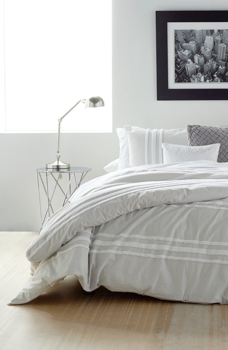 DKNY Chenille Stripe Comforter & Shams Set, Alternate, color, Silver