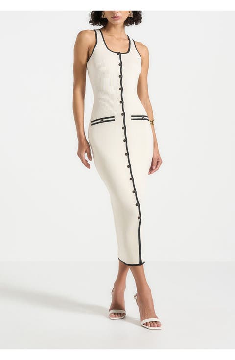 Daphne Rib Knit Contrast Midaxi Dress