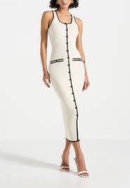 Manière De Voir Daphne Rib Knit Contrast Midaxi Dress