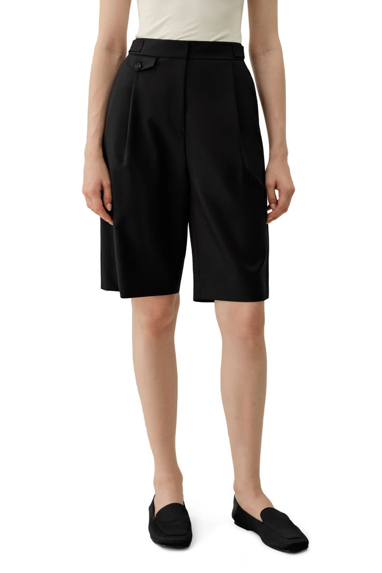 Women's Wool-Silk Bermuda Shorts, Main, color, Black