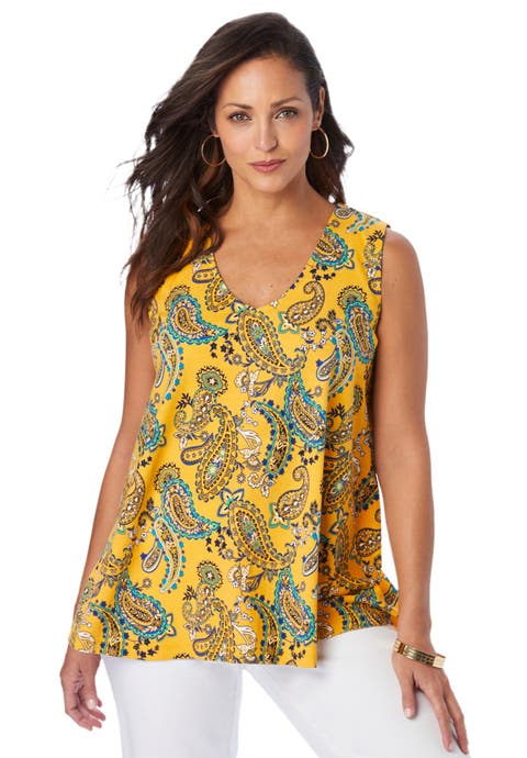 Stretch Cotton V-Neck Trapeze Tank