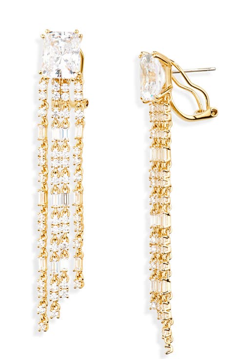 Fringe Cubic Zirconia Chandelier Earrings