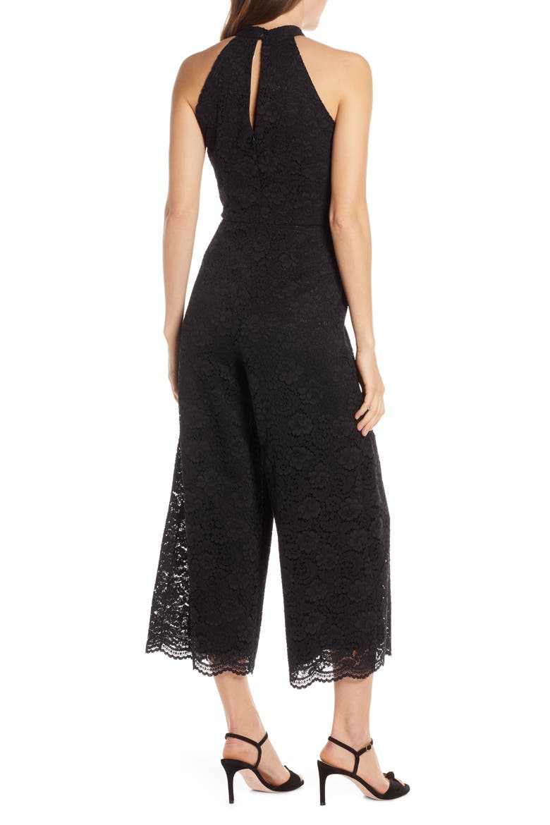 Cropped Lace Jumpsuit, Alternate, color, BLACK