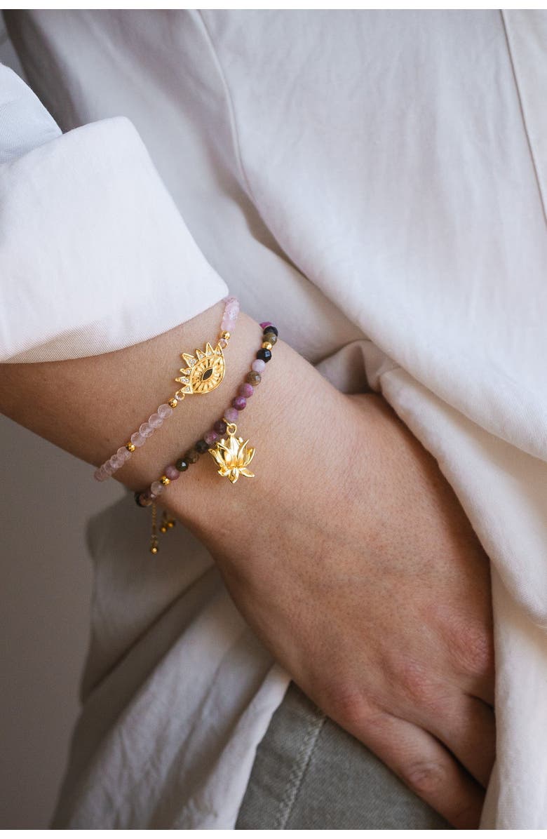 Seven Saints Heart Healing Evil Eye Bracelet, Alternate, color, Gold
