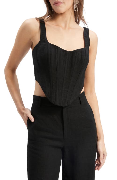 Bardot Linen Corset Top In Black