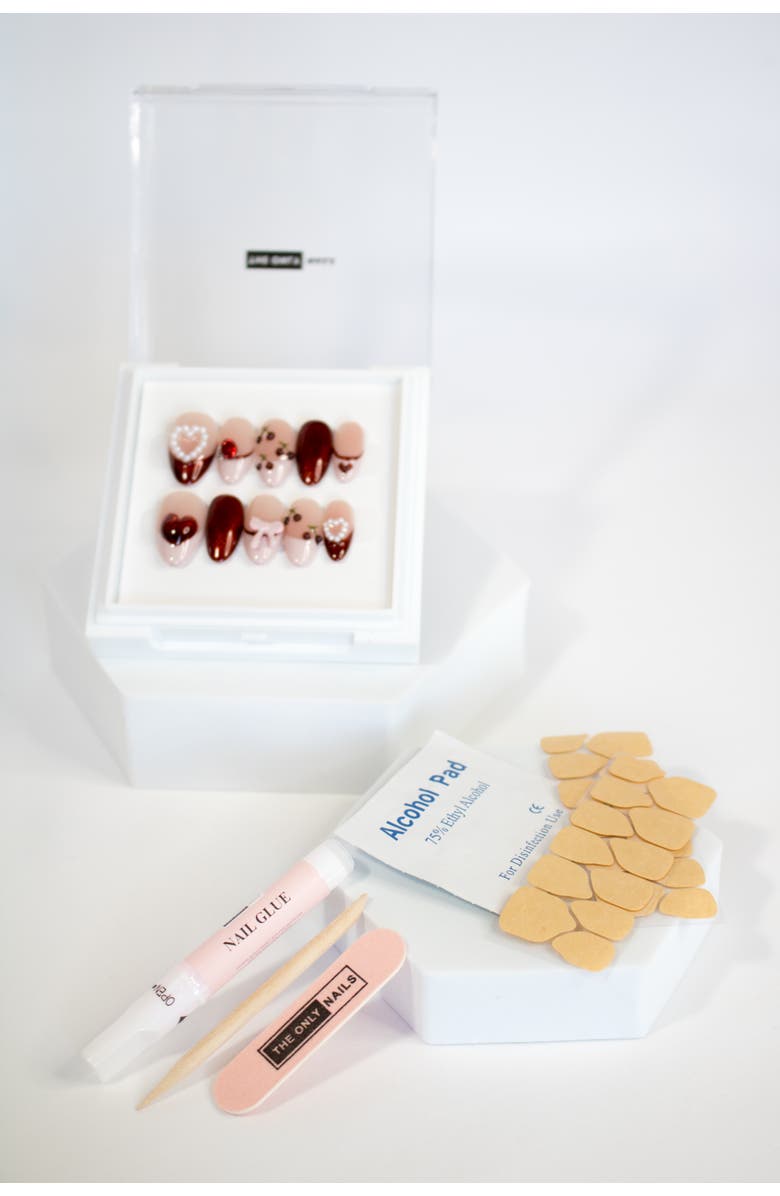 The Only Nails Cherry Kissed - Short Almond - Nail Set, Alternate, color, Red, Pink
