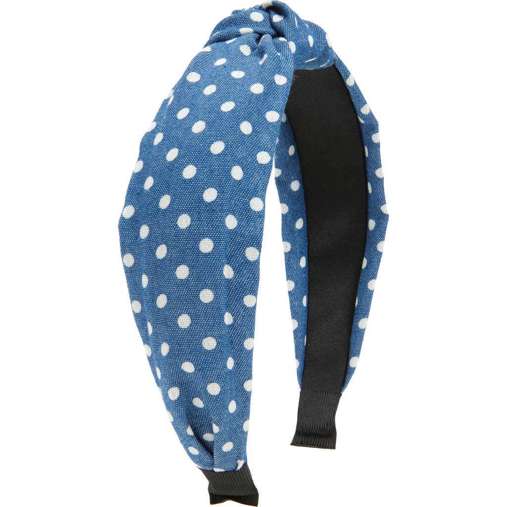 Cara Kids' Denim Polka Dot Knot Headband In Blue