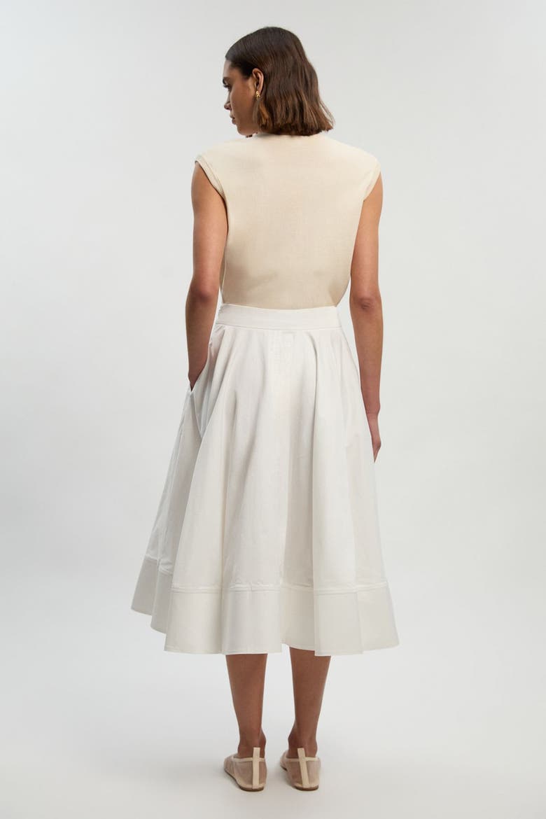 Cotton Tailored Full Midi Skirt, Alternate, color, Ivory