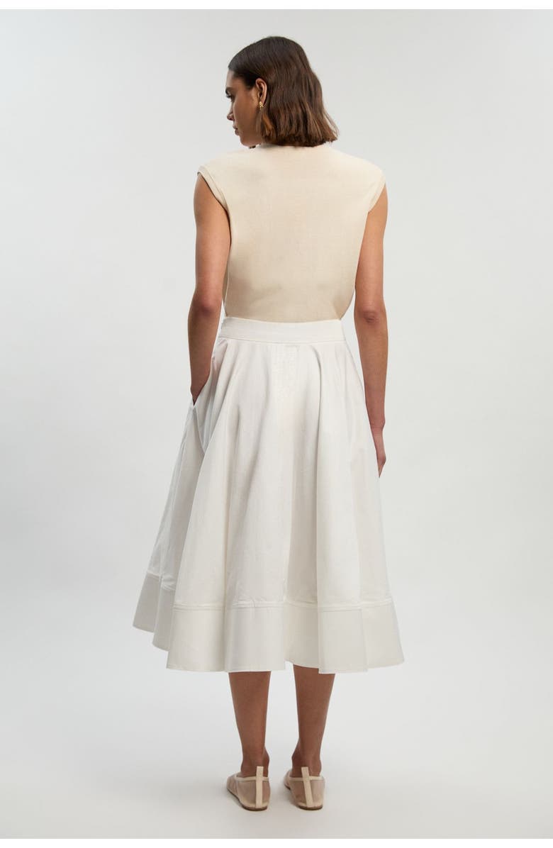 Karen Millen Cotton Tailored Full Midi Skirt, Alternate, color, Ivory