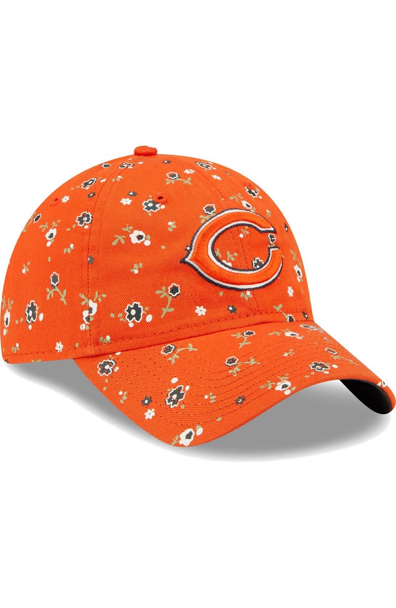 New Era Women's New Era Orange Chicago Bears Floral 9TWENTY Adjustable Hat, Alternate, color,