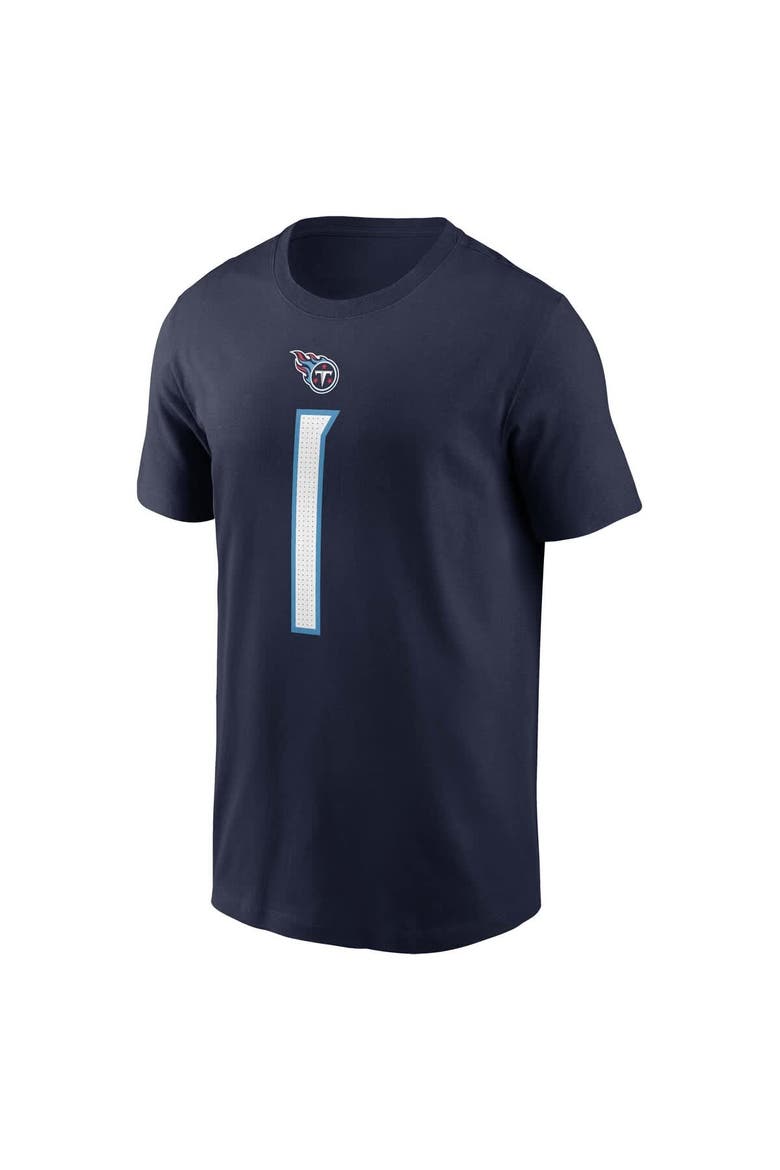 Men's Nike Cameron Ward Navy Tennessee Titans 2025 NFL Draft First Round Pick Name & Number T-Shirt, Alternate, color, Navy