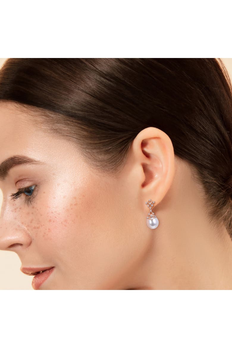 Pearl & Diamond Leverback Earrings 14k, Alternate, color, South Sea Pearl/Yellow Gold