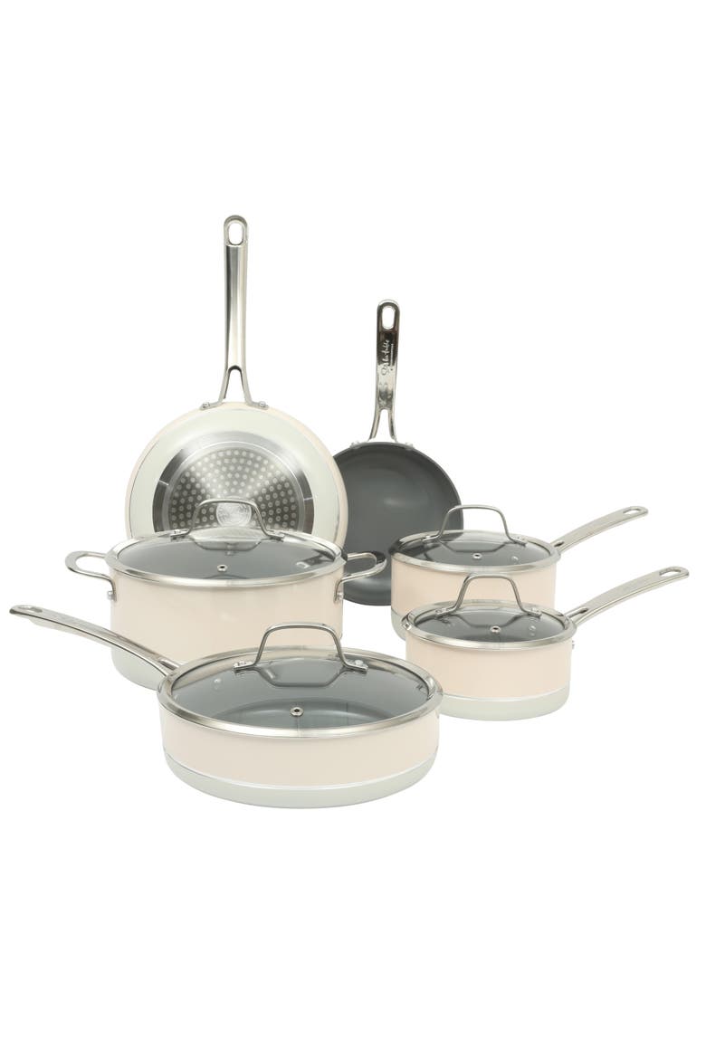 Viva La Cantina 10-Piece Ceramic Nonstick Cookware Set, Main, color, White