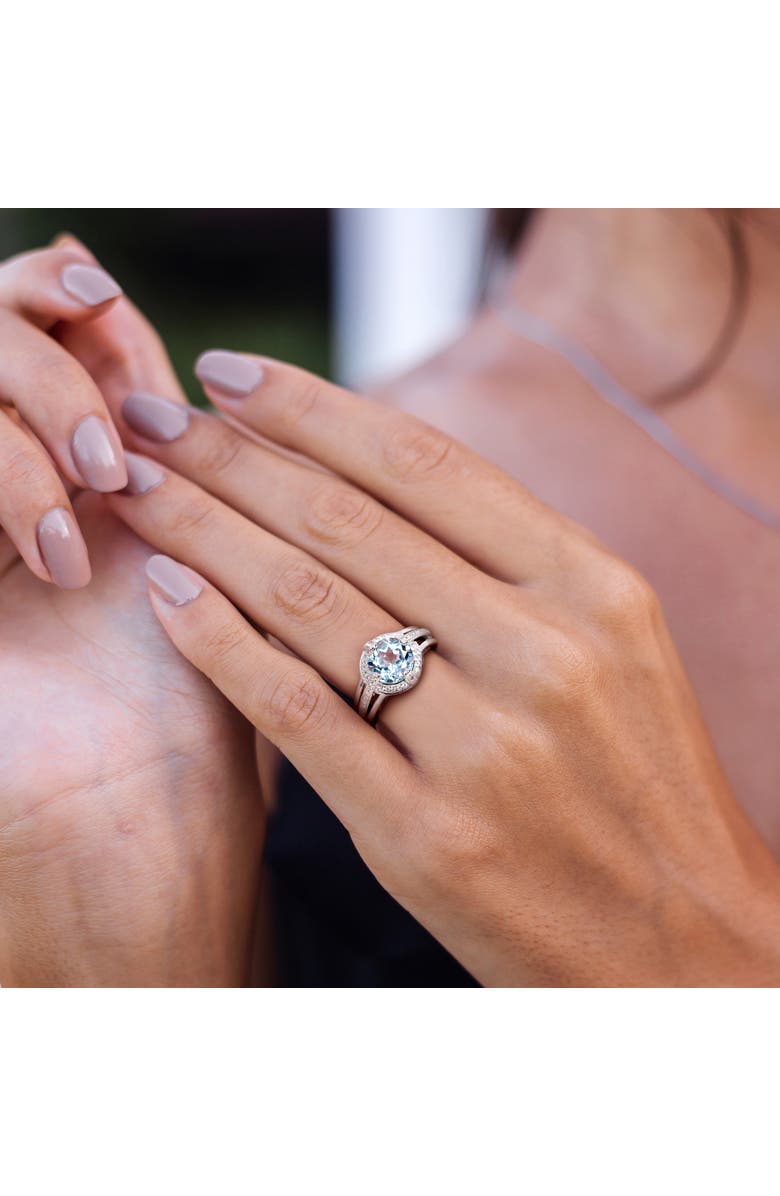 Julianna B. Blue & White Topaz Halo Ring, Alternate, color, Topaz