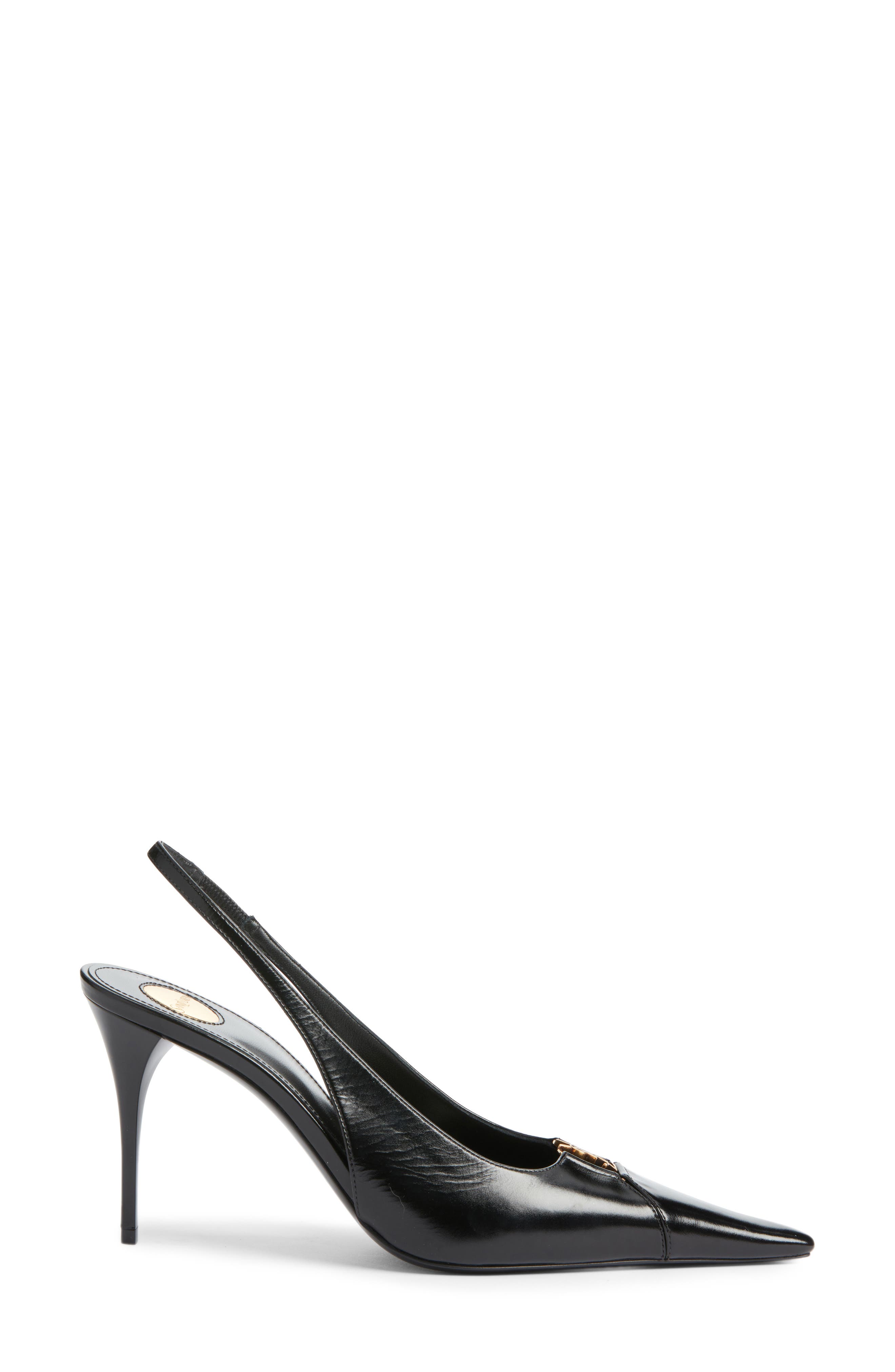 Saint Laurent Babylone Slingback Pump, Alternate, color, Nero/ Nero/ Nero