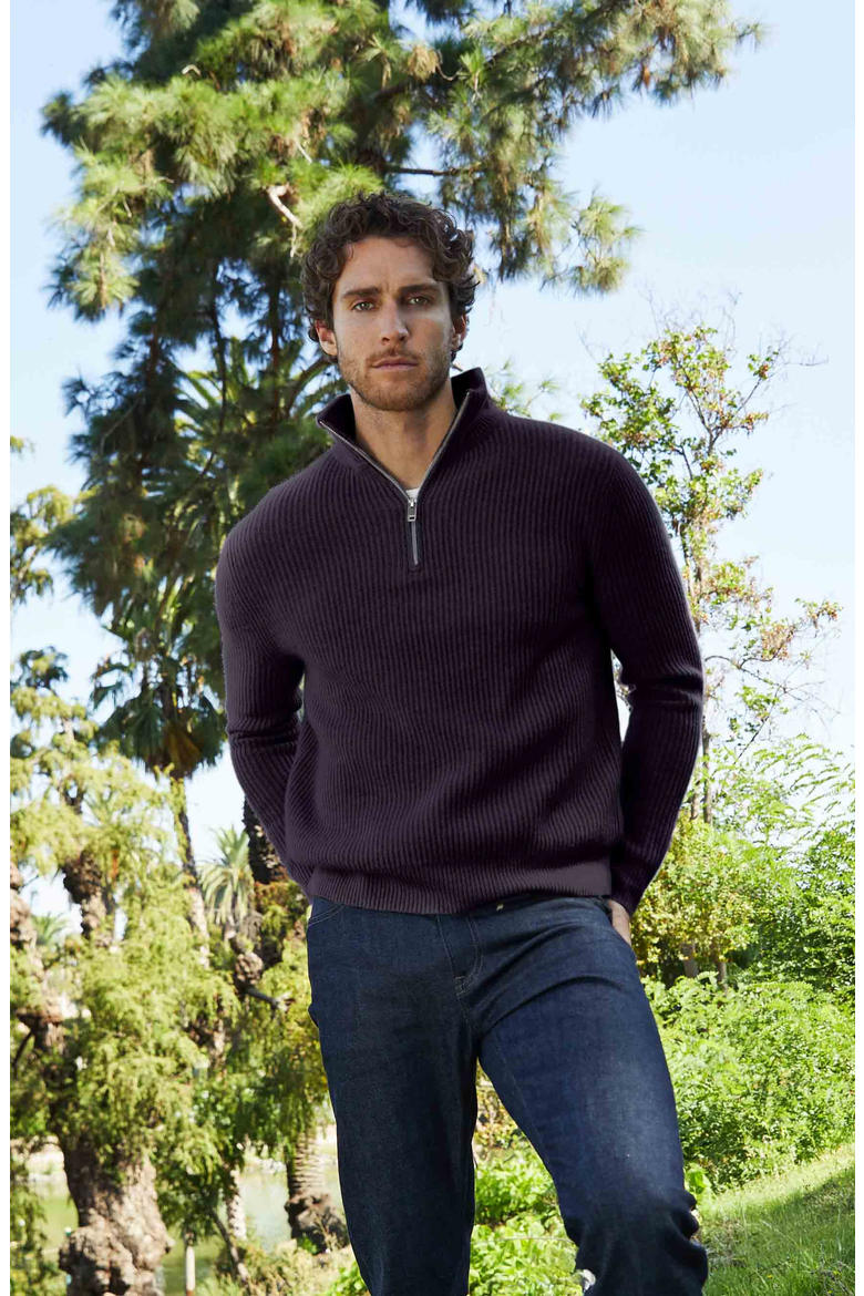 Shane Chunky Cashmere Quarter Zip Pullover, Alternate, color, Navy