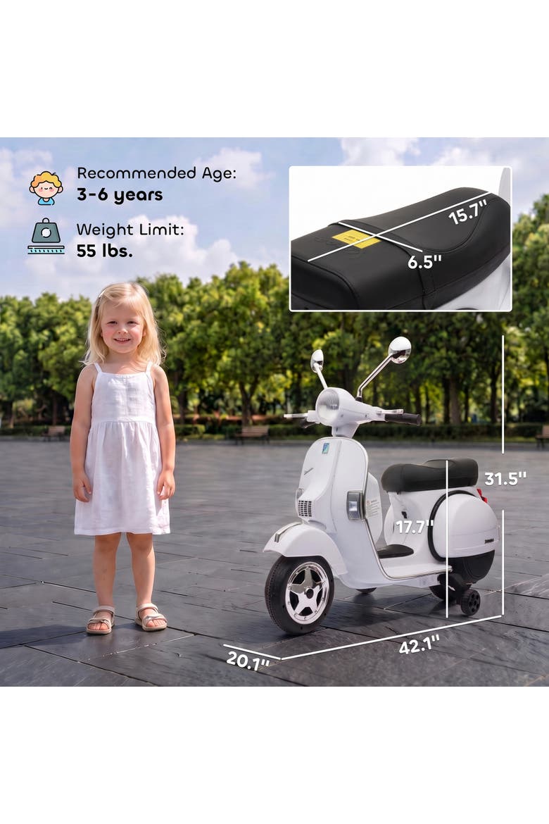 Electric Motorcycle with Training Wheels, Alternate, color, White