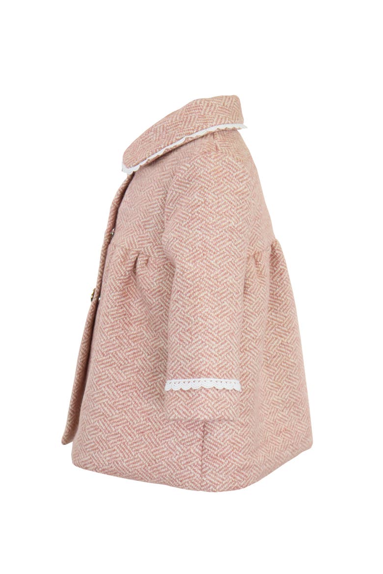 Faux Wool Tweed Scallop Trim Jewel Coat, Alternate, color, Crystal Pink