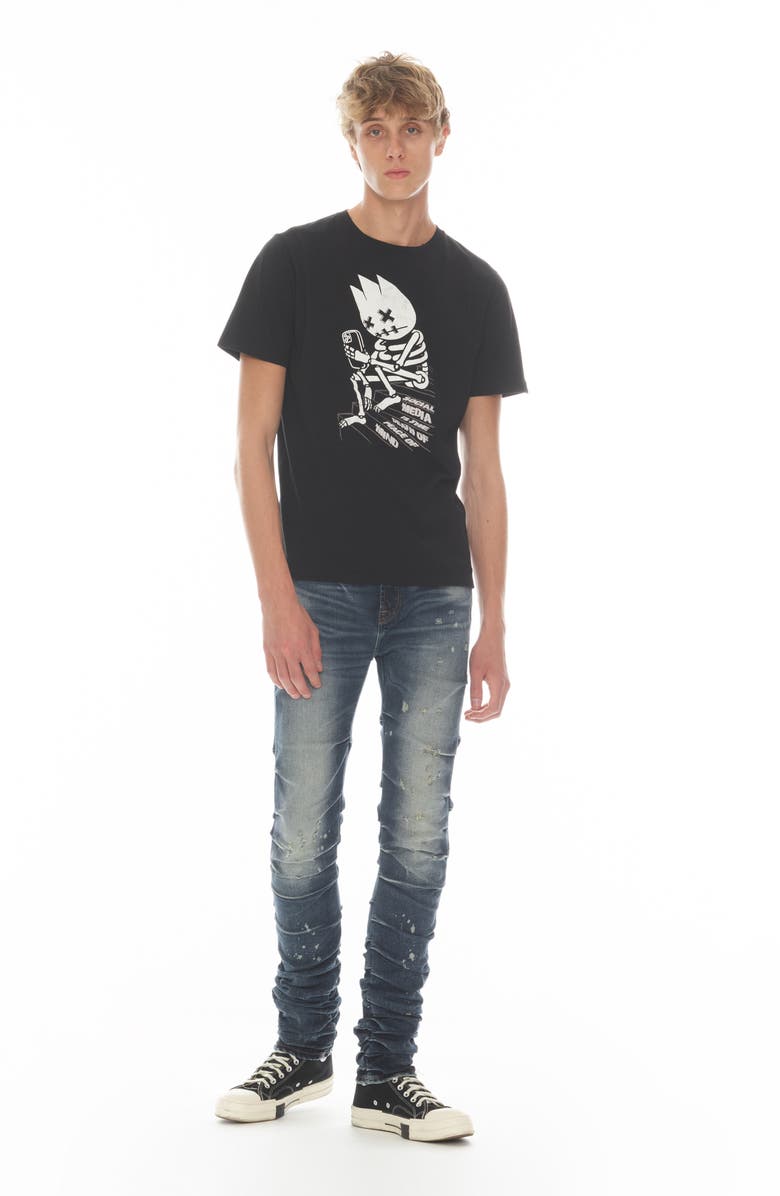 Cult of Individuality Punk Nomad Paint Splatter Ripped Super Skinny Jeans, Alternate, color, Cactus