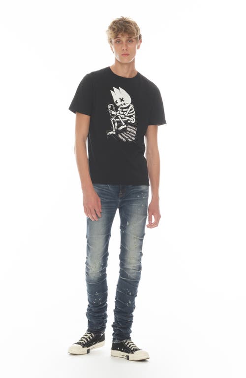Cult Of Individuality Punk Nomad Paint Splatter Ripped Super Skinny Jeans In Cactus