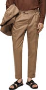 MANGO Slim Fit Virgin Wool & Cotton Pants