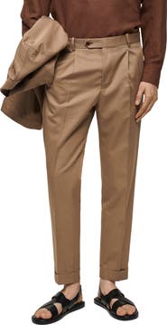MANGO Slim Fit Virgin Wool & Cotton Pants