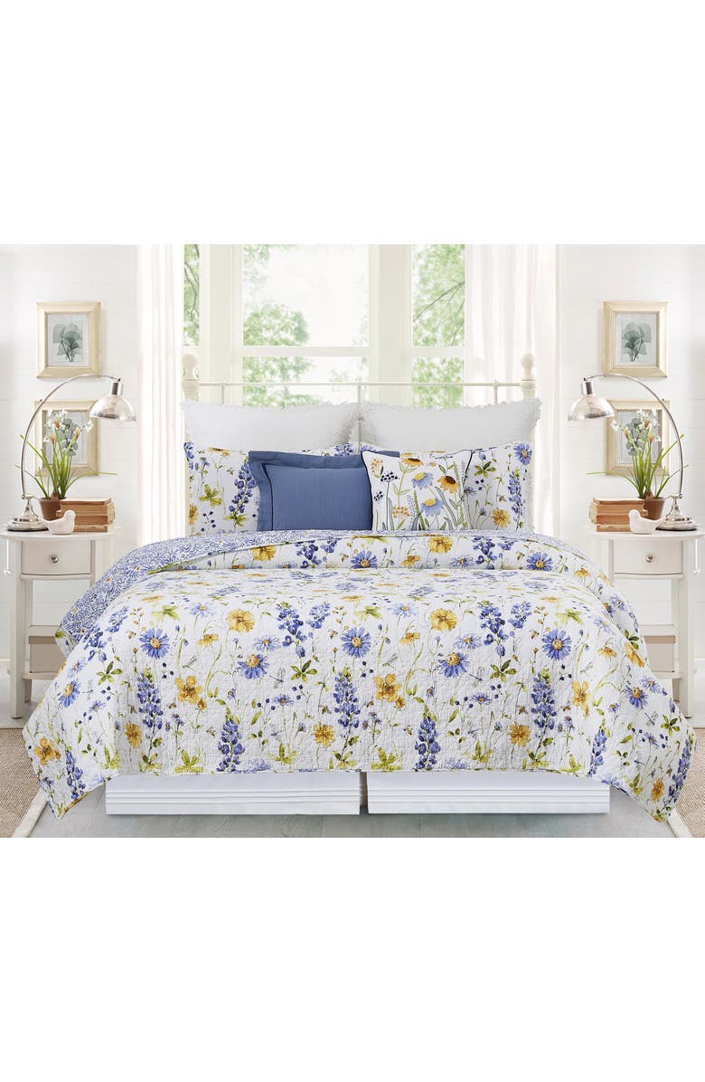 C&F Home Lovely Blues Floral Cotton Quilt Bedding Set, Main, color, Purple
