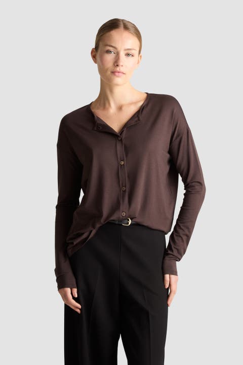 Giza Button Front Jersey Cardigan