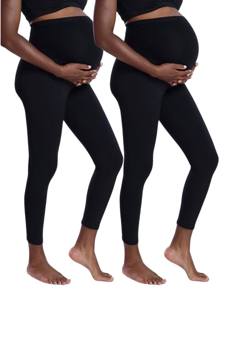 MOTHERHOOD MATERNITY Essential Stretch Secret Fit Over the Belly Maternity Leggings, Main, color, Black
