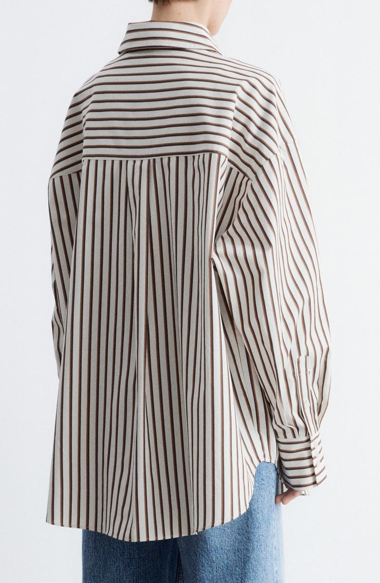 & Other Stories Stripe Oversize Cotton Button-Up Shirt, Alternate, color, White Dusty Light