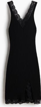 H&M Lace-trimmed Rib-knit Dress