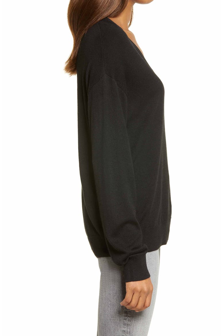 V-Neck Sweater, Alternate, color, BLACK