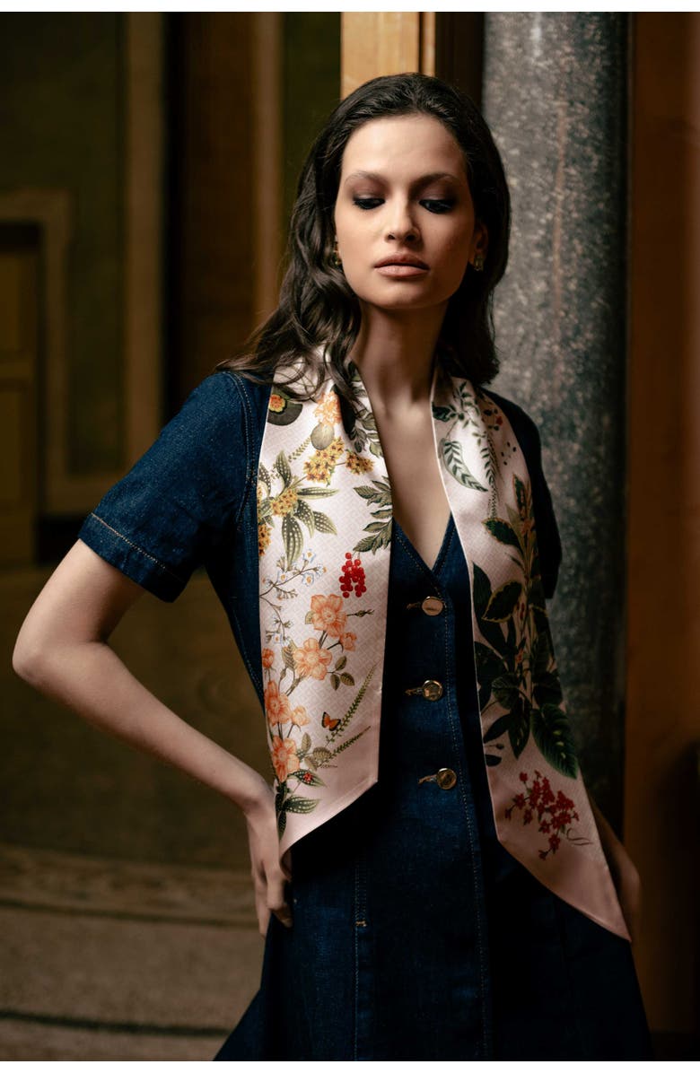 Elizabetta Ornella - Skinny Silk Scarf, Main, color, Pink