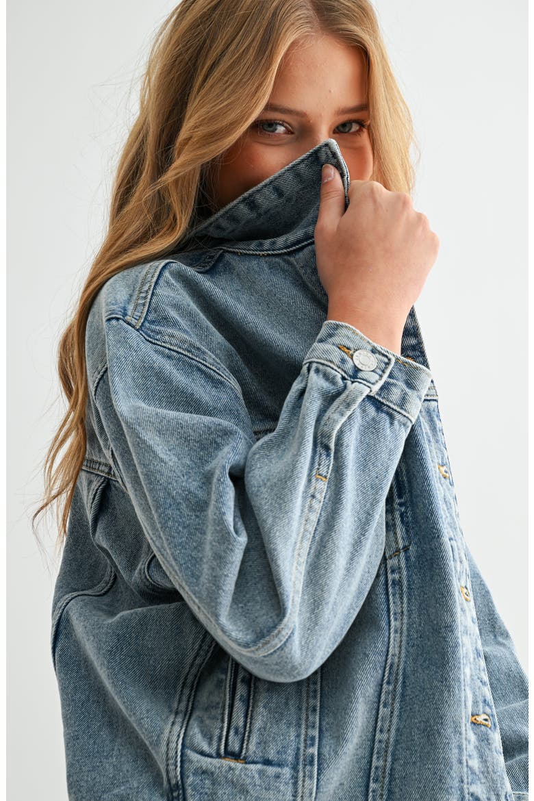 The Aura Crop Denim Jacket, Alternate, color, Medium Blue