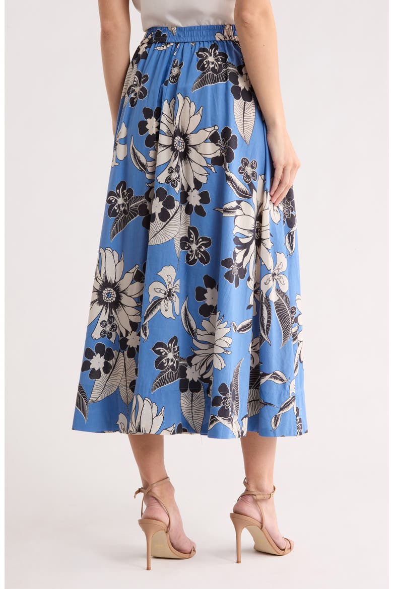 Floral Cotton Pull-On Skirt, Alternate, color, BLUE FLOWER PRINT