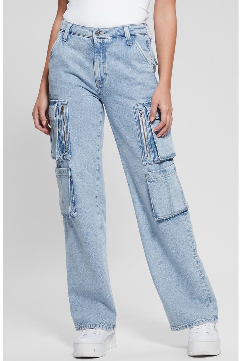 Kori High Waist Nonstretch Denim Cargo Jeans, Main, color, DAY DREAMZ