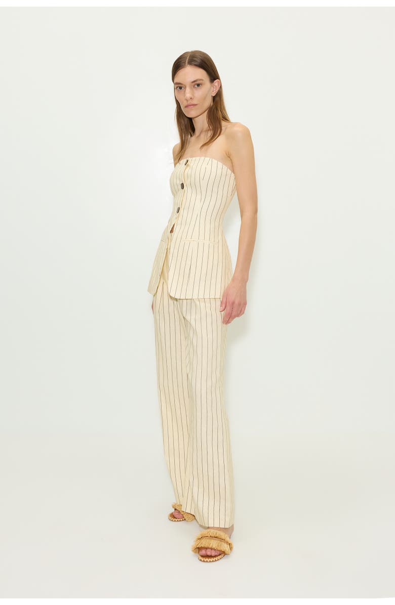 SIMONMILLER Bloo Linen Pinstripe Pant, Alternate, color, Cream Pinstripe