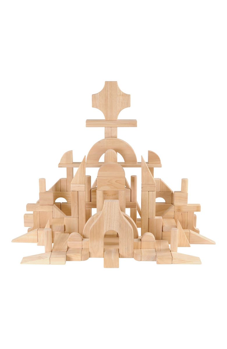 Kaplan Early Learning Company Unit Blocks Classroom Set I - 107 pieces in 28 shapes, Alternate, color, Brown