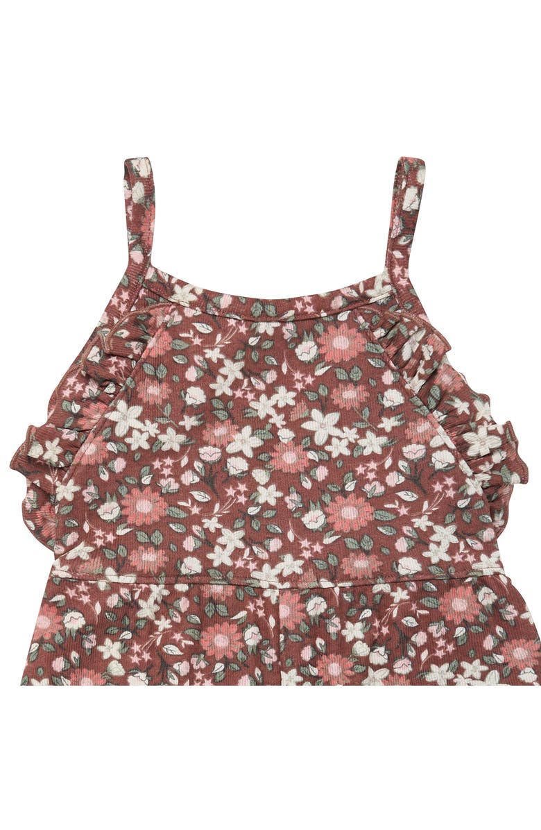 Modern Moments<sup>™</sup> by Gerber Sleeveless Ruffle Romper, Alternate, color, Brown Star Floral