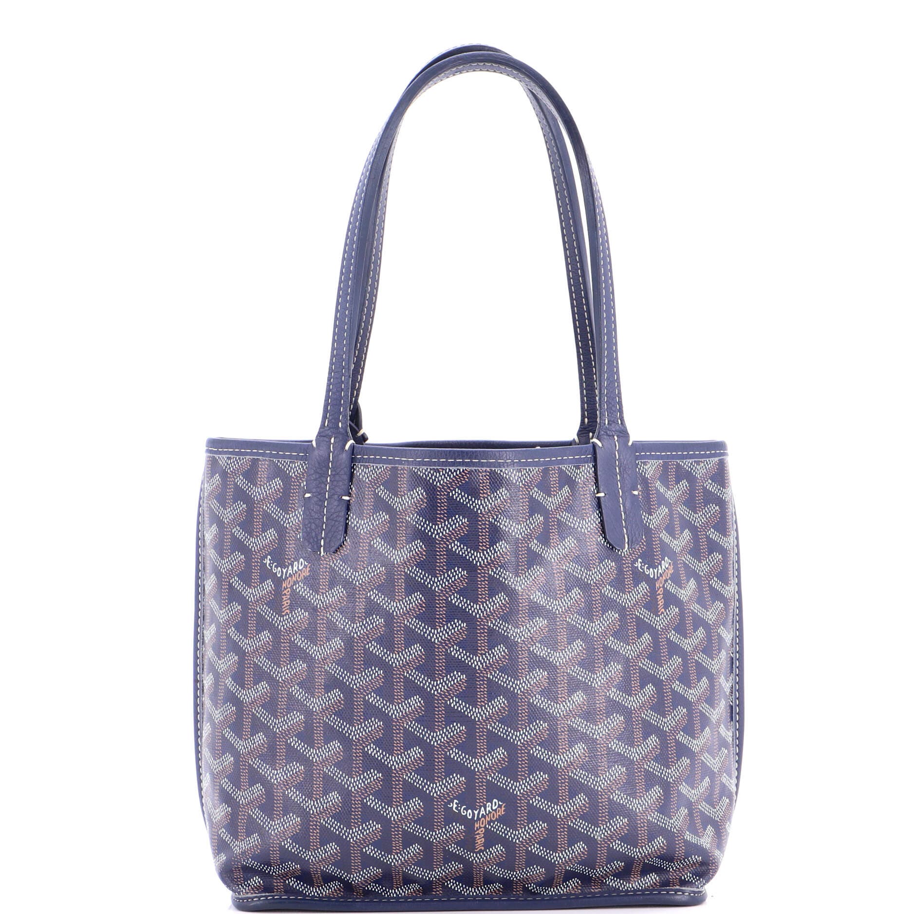 Pre-Owned Goyard Anjou Reversible Tote Coated Canvas Mini, Main, color, Blue