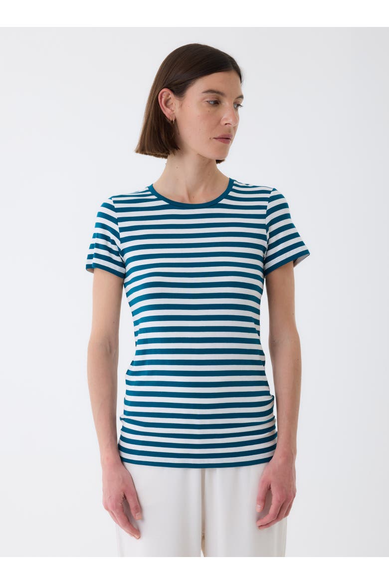 Soft Touch Striped Short Sleeve T-Shirt, Main, color, BLEU MAJESTIC