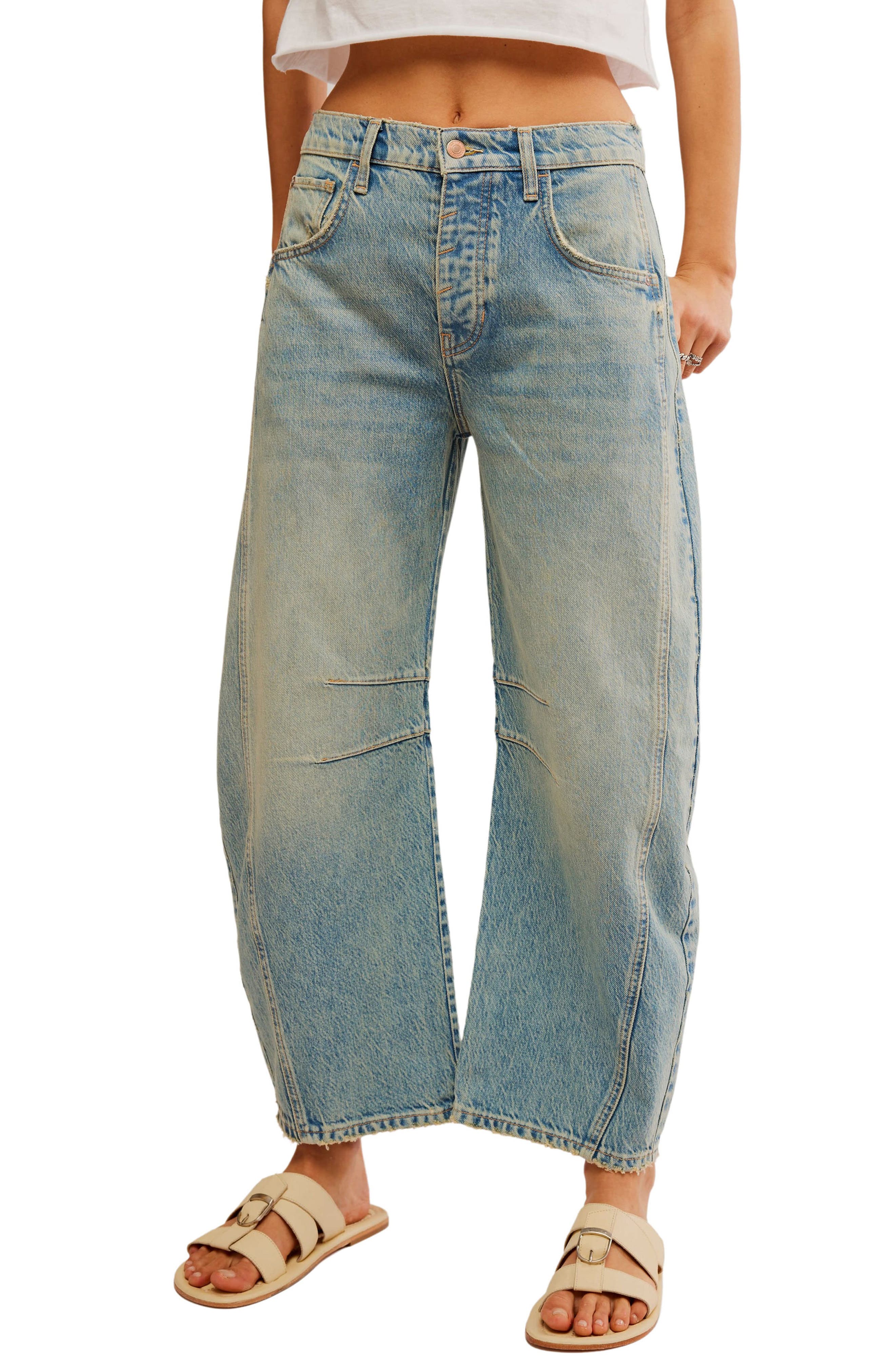 Free People Good Luck Mid Rise Barrel Jeans