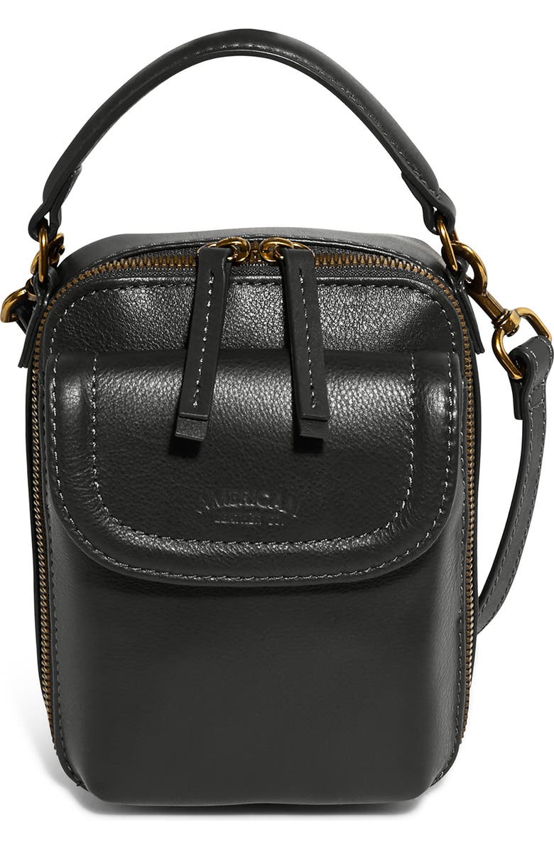 AMERICAN LEATHER CO. Tribeca Leather Crossbody Bag, Main, color, Black