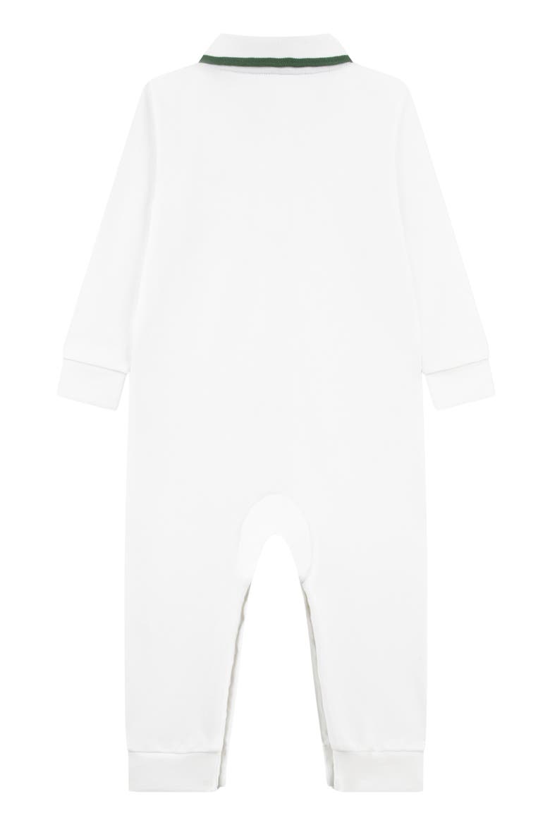 Polo Collar Stretch Cotton Piqué Romper, Alternate, color, BLANC