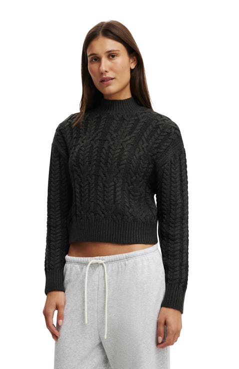 Women's Boxy Mock Neck Knit Sweater